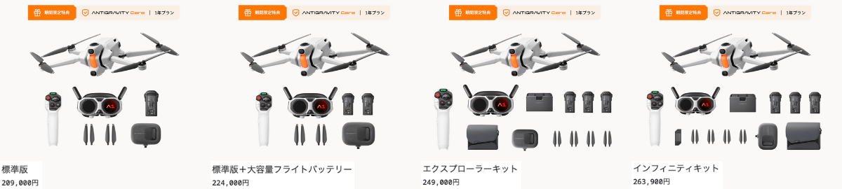 Antigravity A1の価格と同梱物の違い!おすすめキットは?