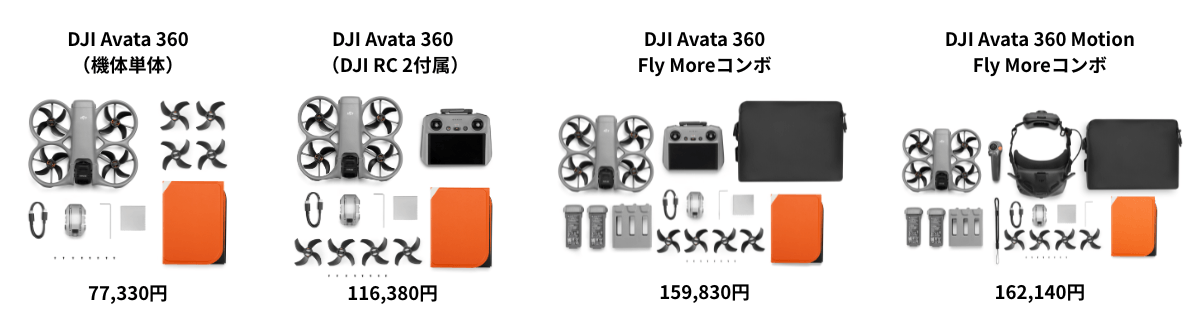 DJI Avata 360 コンボの種類